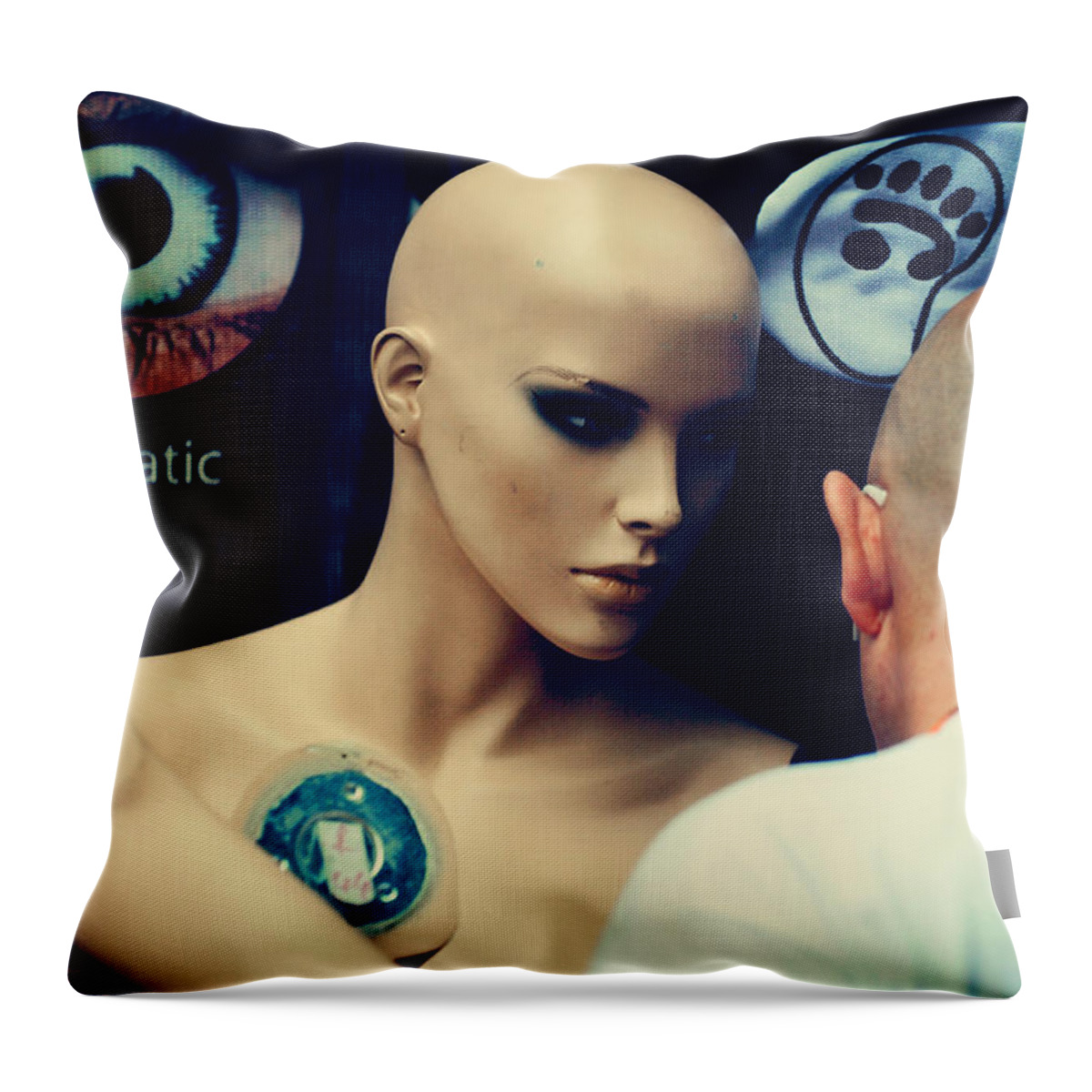 Mannequin Throw Pillow featuring the photograph Look at Me by Jenny Rainbow