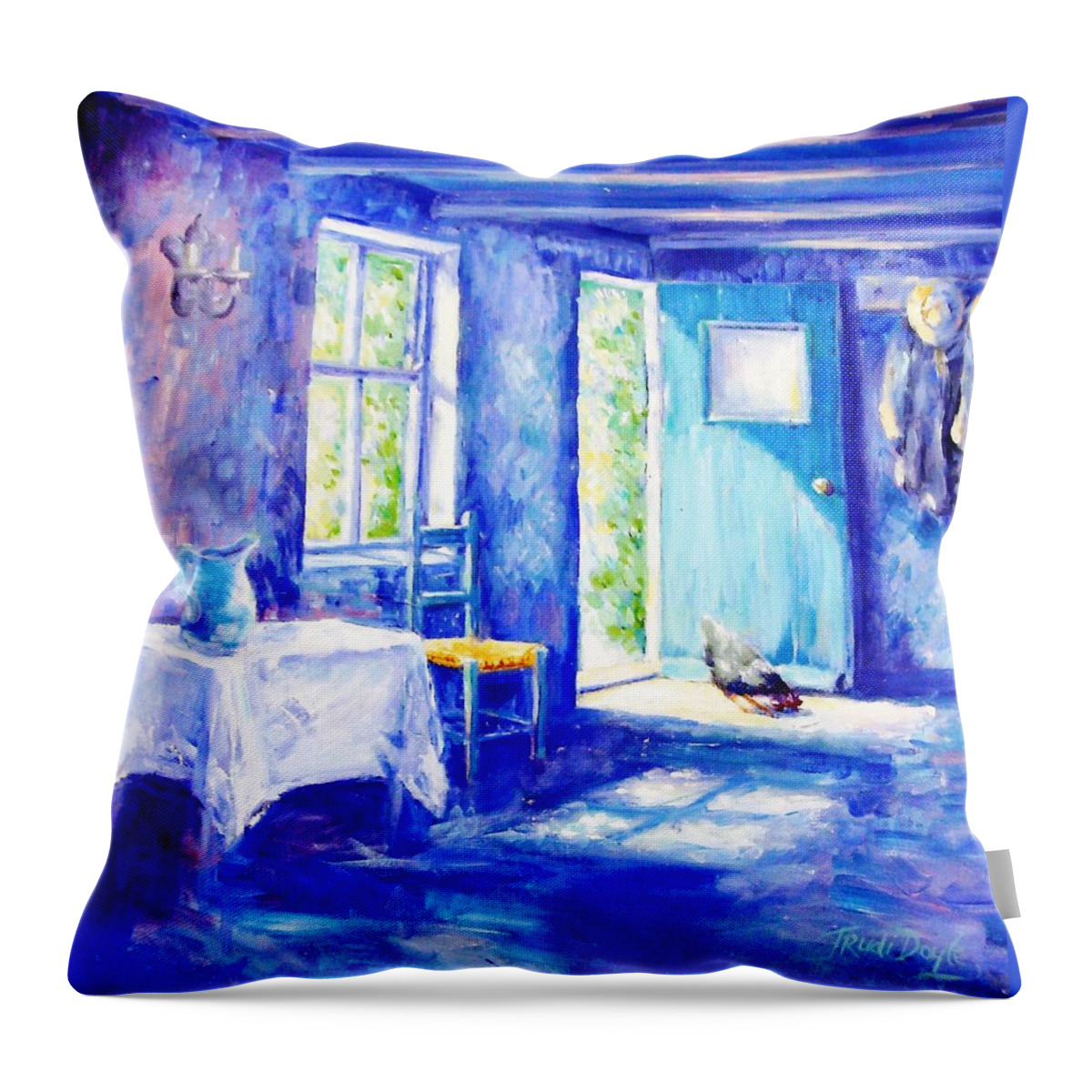 Summer Morning Throw Pillow featuring the painting Summer Morning by Trudi Doyle