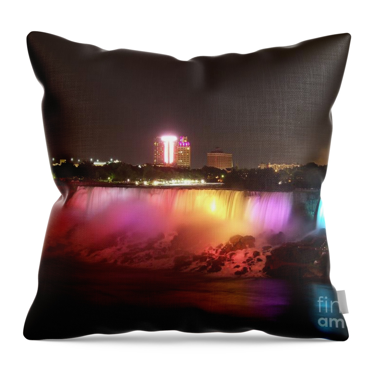 Niagara Throw Pillow featuring the photograph Summer Night in Niagara Falls by Lingfai Leung