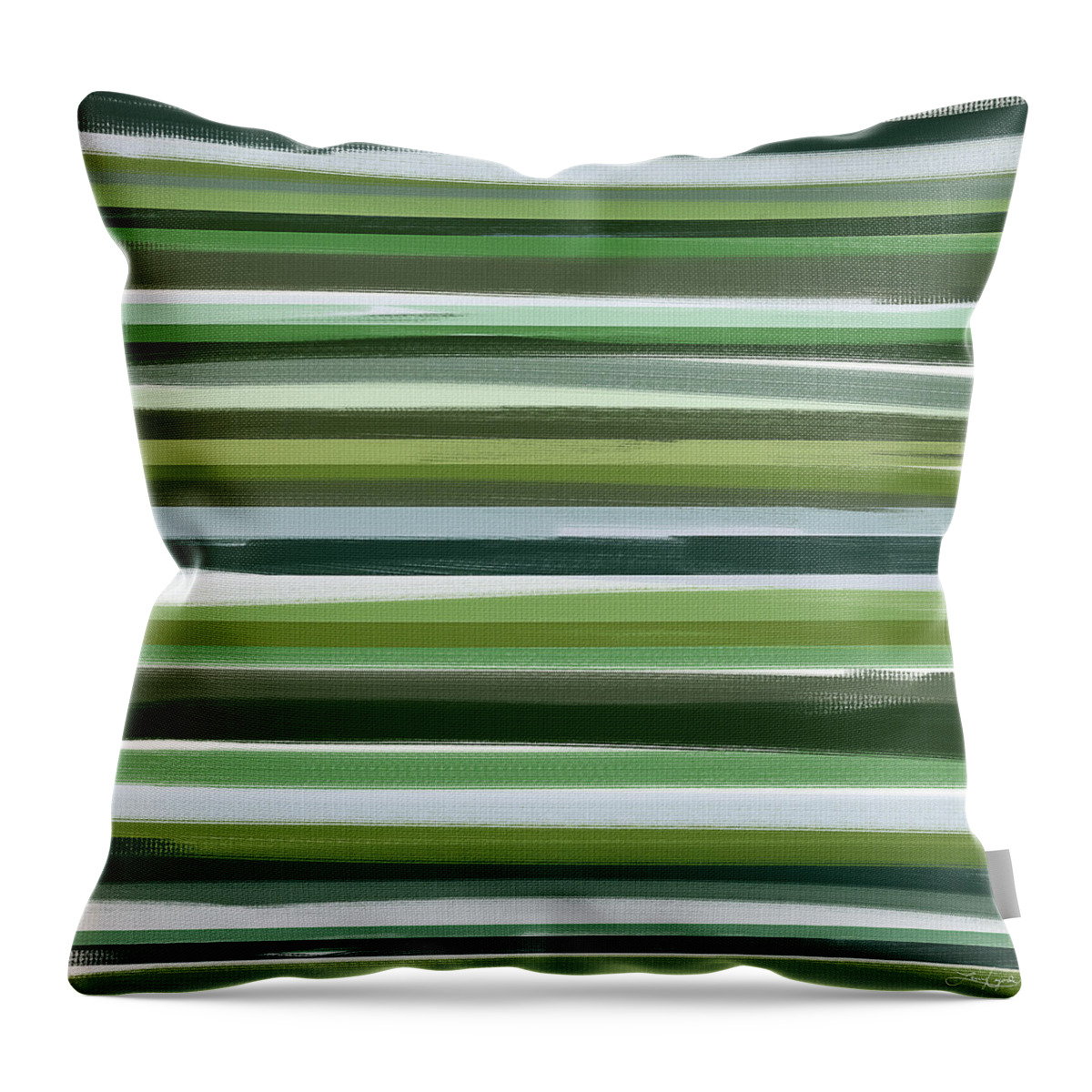 Green Throw Pillow featuring the painting Summer Of Green by Lourry Legarde