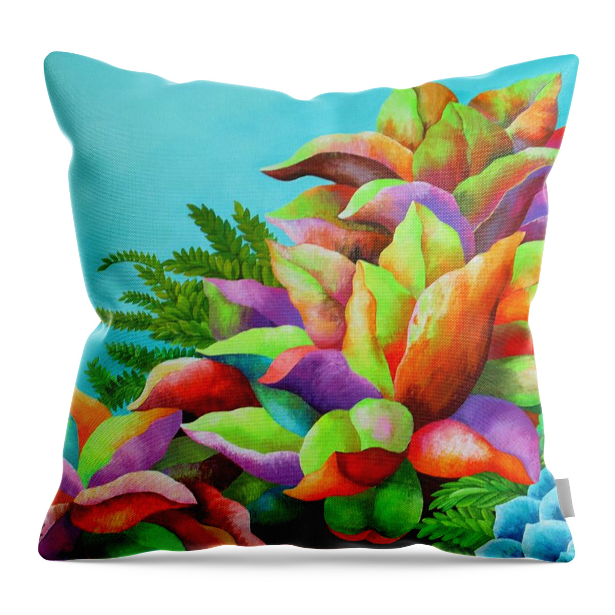 Original Throw Pillow featuring the painting Summer Succulents by Carol Sabo