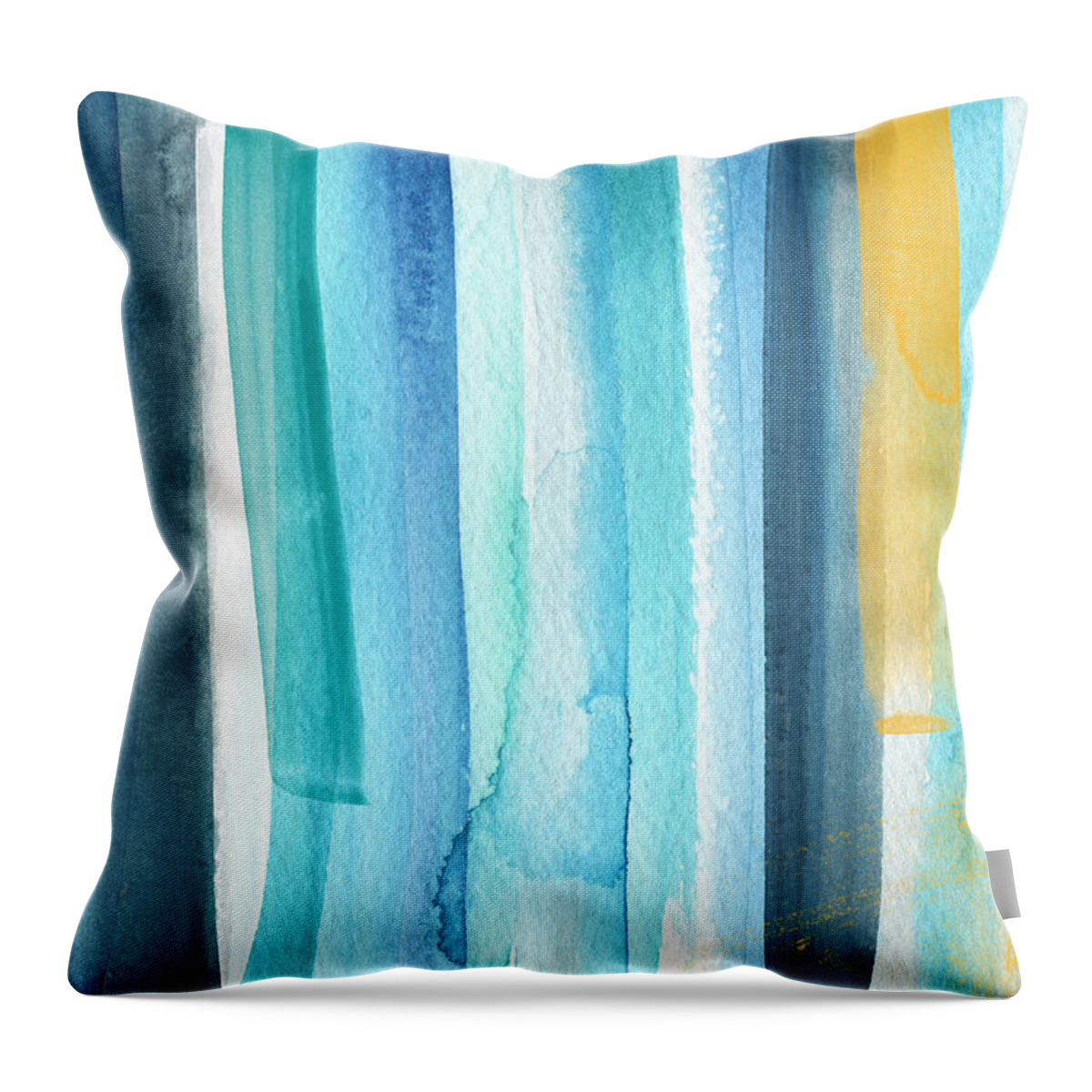 Water Throw Pillow featuring the painting Summer Surf- Abstract Painting by Linda Woods