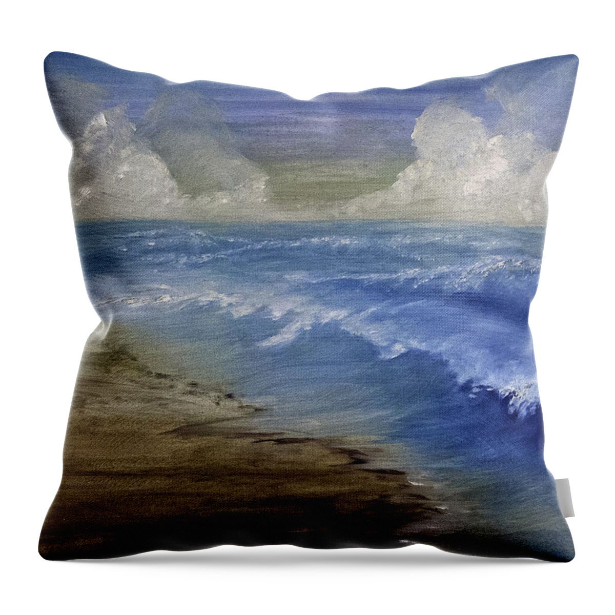 Sea Throw Pillow featuring the painting Summer Surf by Judy Hall-Folde