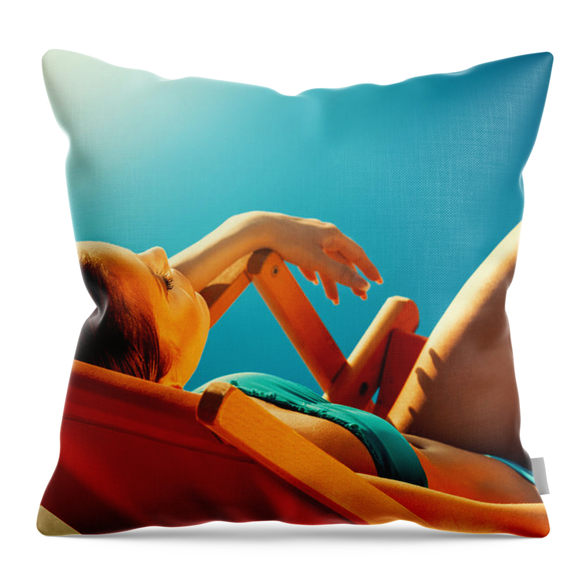 People Throw Pillow featuring the photograph Summer Vacation by Gilaxia