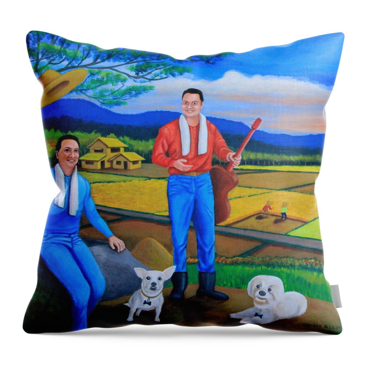 All Products Throw Pillow featuring the painting Summer View by Lorna Maza