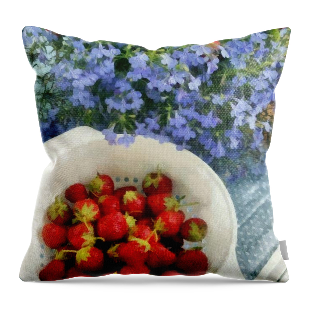 Strawberries Throw Pillow featuring the photograph Summertime Table by Michelle Calkins