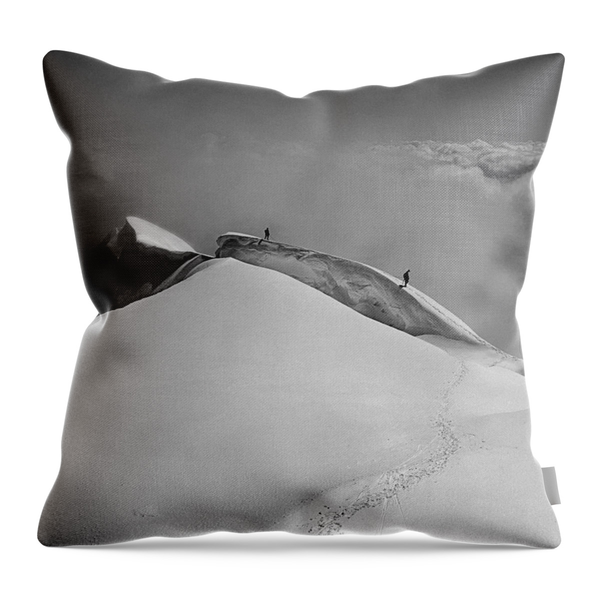 Summit Throw Pillow featuring the photograph T-702412-BW-Summit of Mt. Robson by Ed Cooper Photography