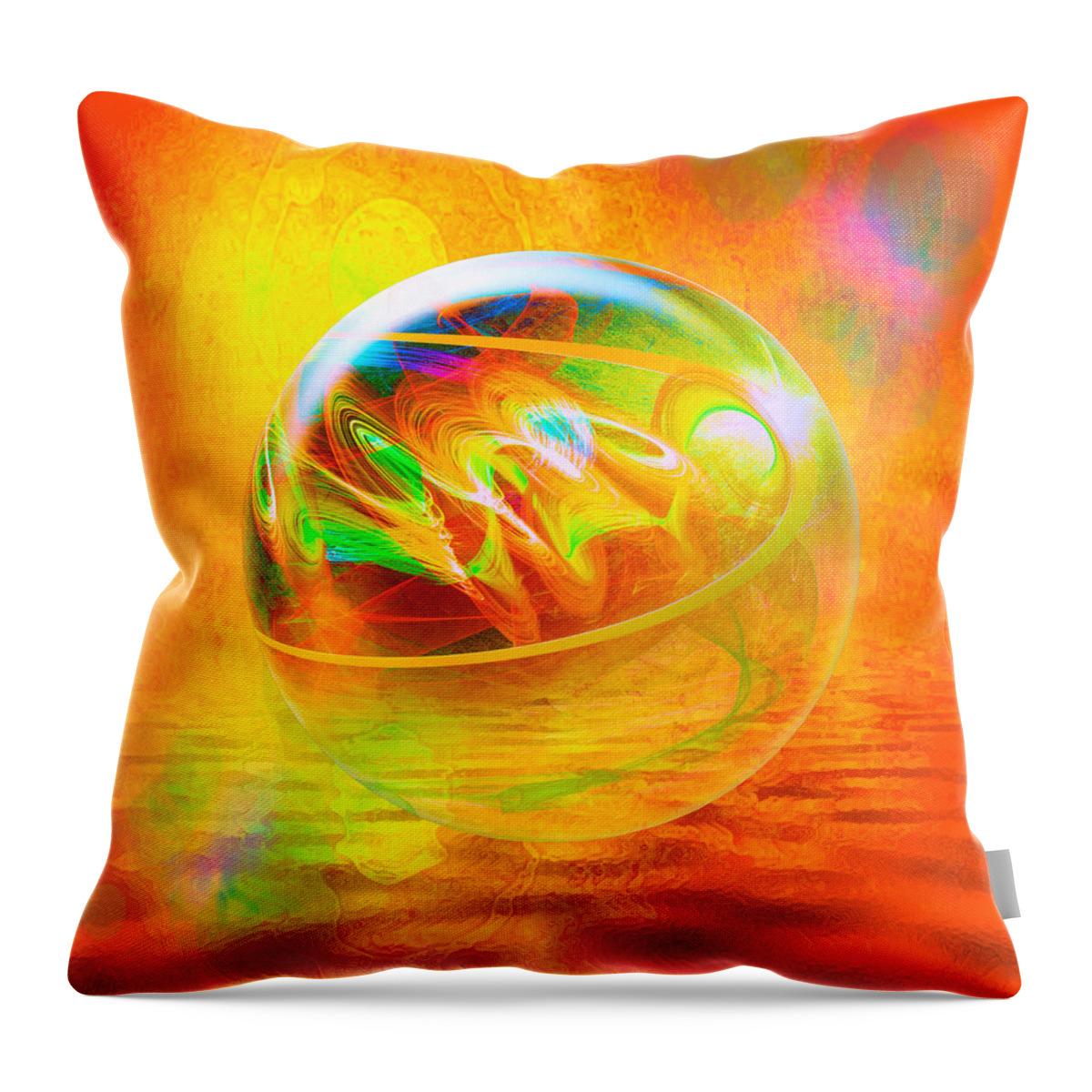 Orange Throw Pillow featuring the digital art Sun Bubble by Rick Wicker
