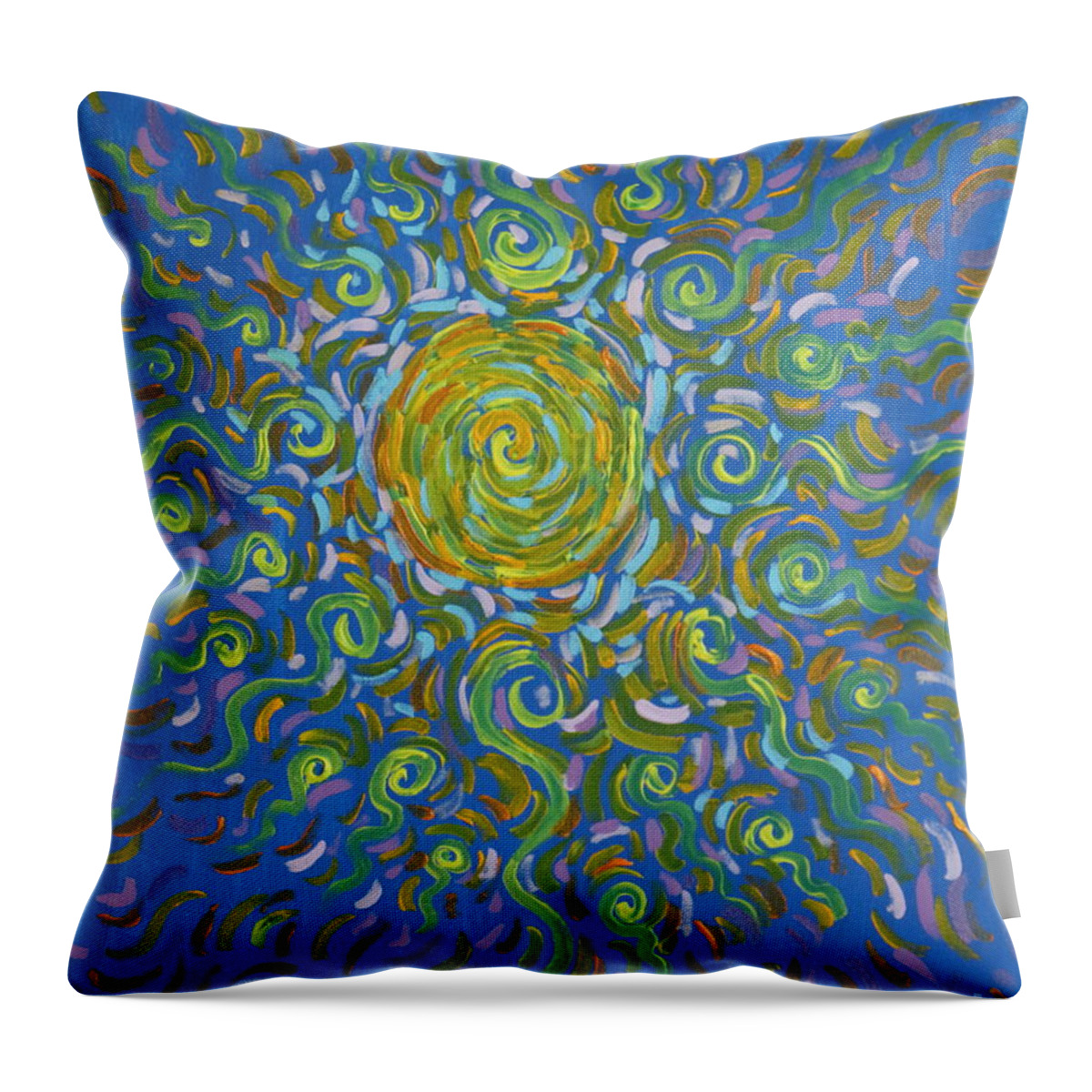 Abstract Throw Pillow featuring the painting Sun Burst Of Squiggles by Stefan Duncan