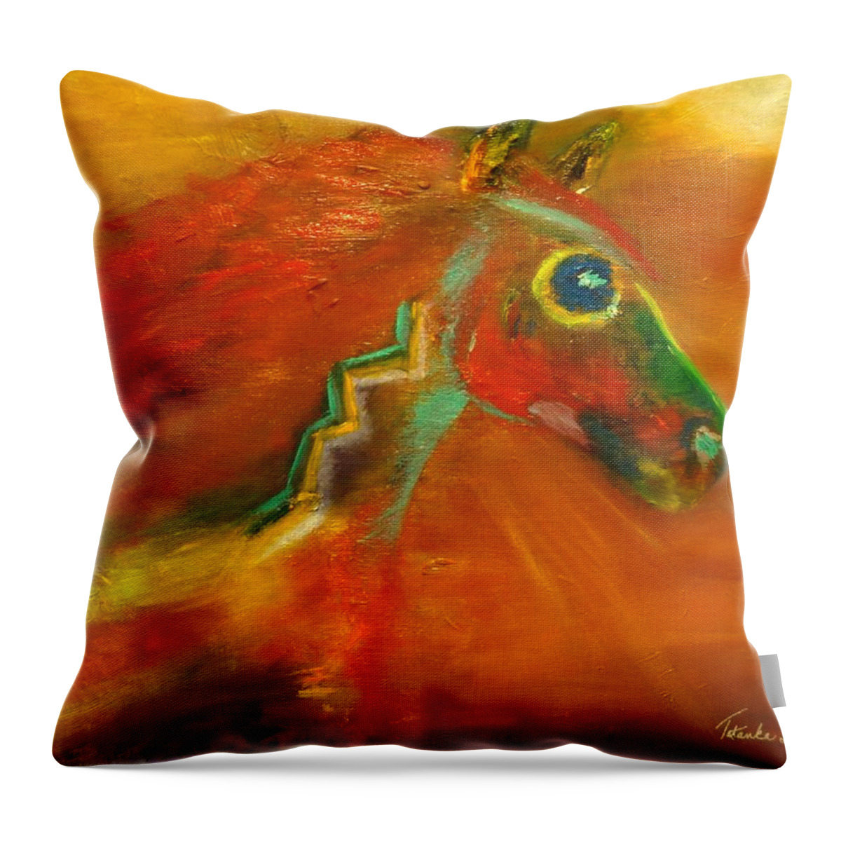 Bright Horse Throw Pillow featuring the painting Sun Dance by Barbie Batson