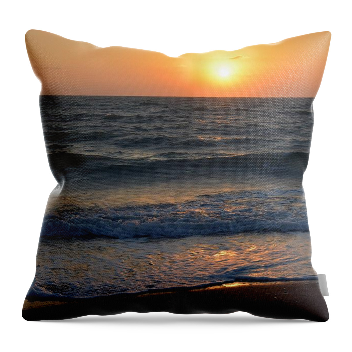 Glistening Sunset Throw Pillow featuring the photograph Sun Glistening on the Water by Patricia Twardzik