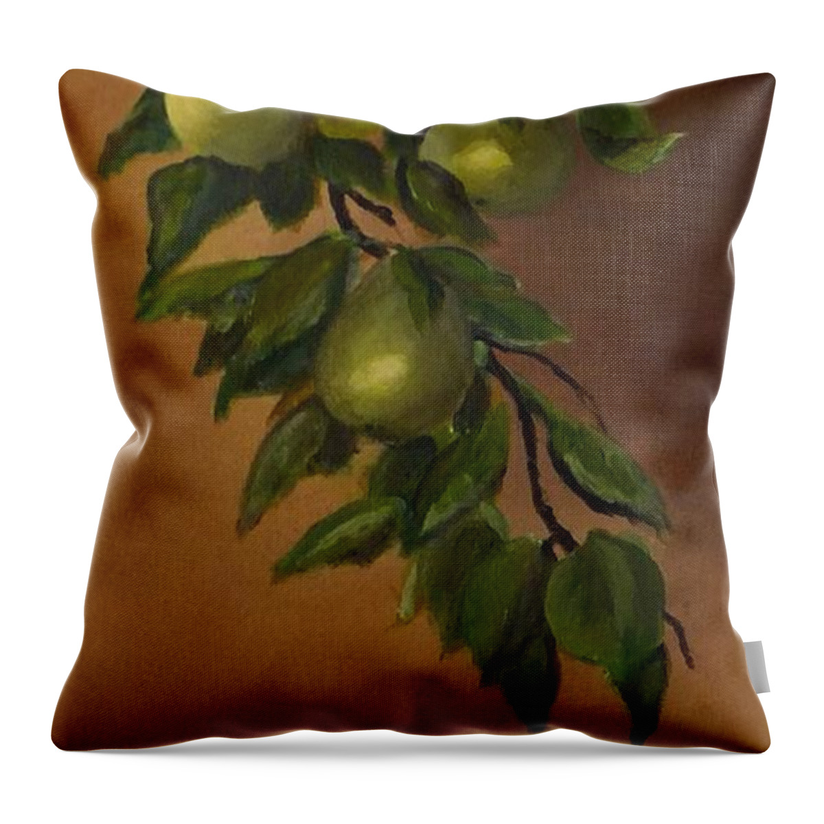 Nature Throw Pillow featuring the painting Sun Kissed Pears by Peggy King