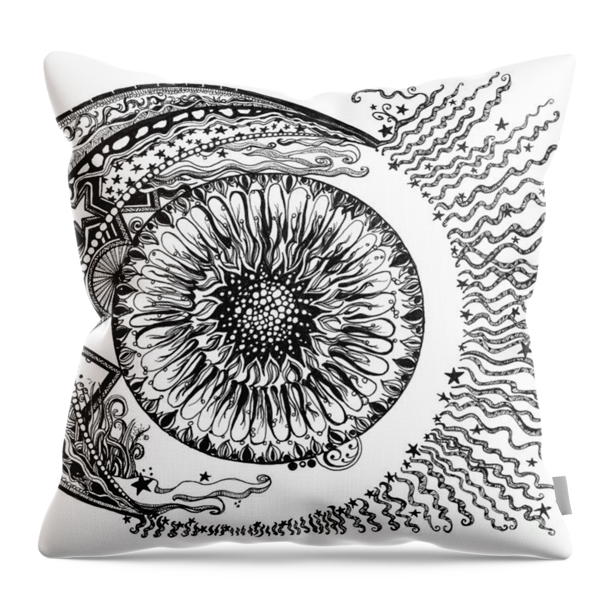 Sun Throw Pillow featuring the painting Sun Moon and Stars by Danielle Scott