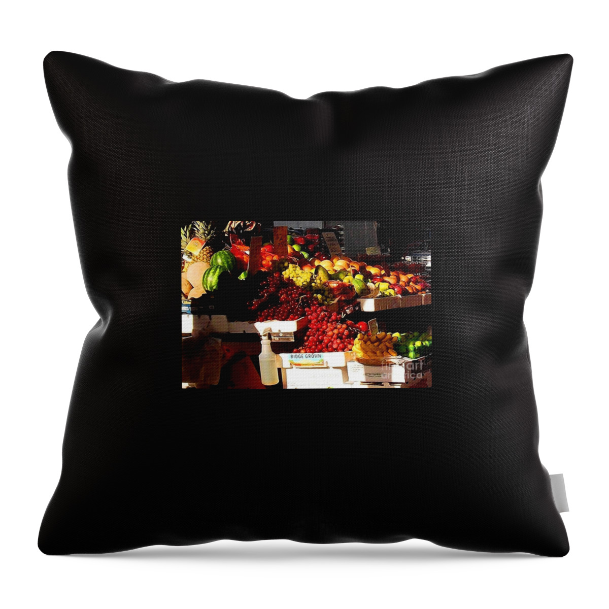 Fruitstand Throw Pillow featuring the photograph Sun on Fruit Close up by Miriam Danar