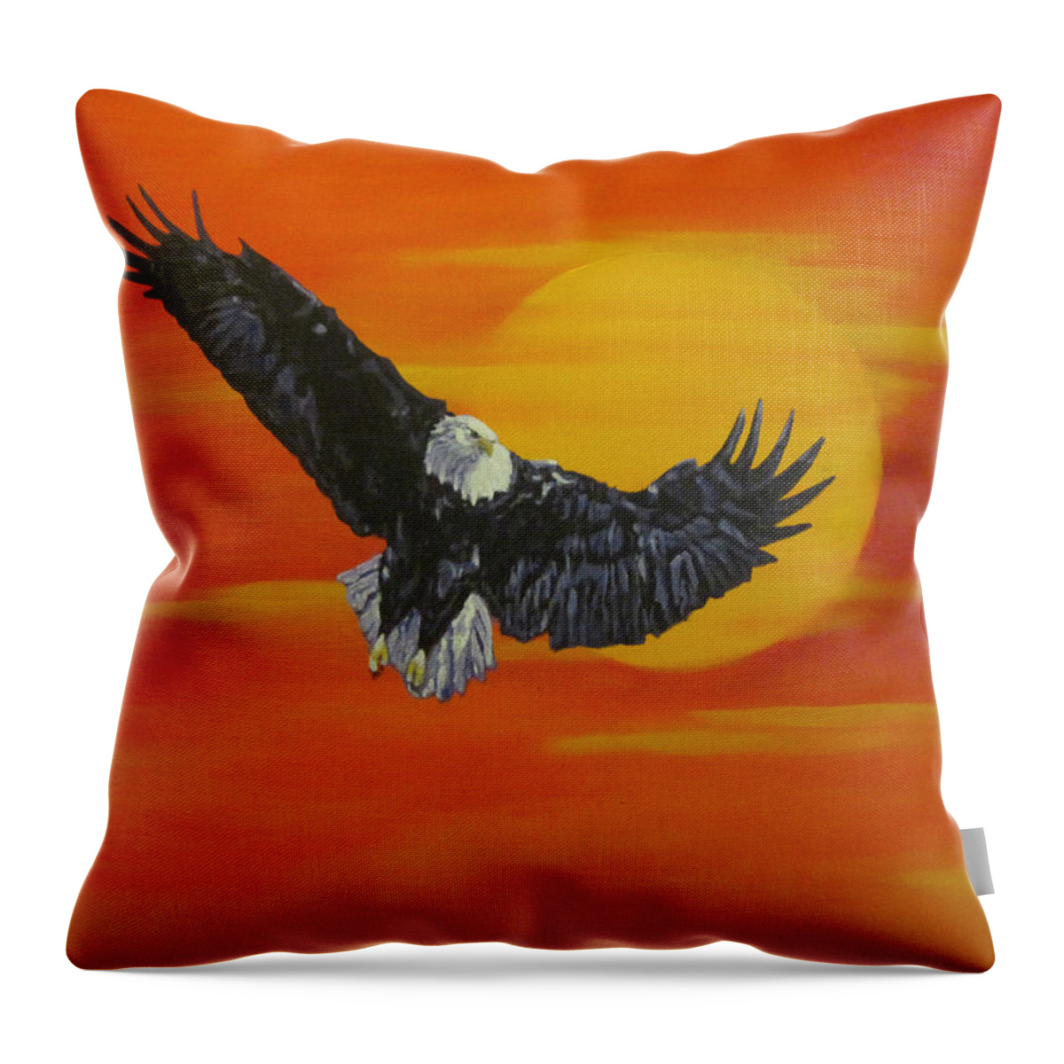 Eagle Throw Pillow featuring the painting Sun Riser by Wendy Shoults