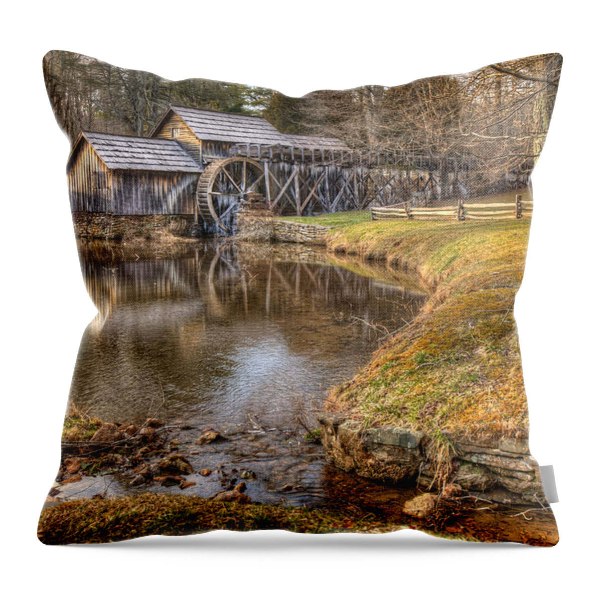 America Throw Pillow featuring the photograph Sun Setting on Mabry Mill by Gregory Ballos