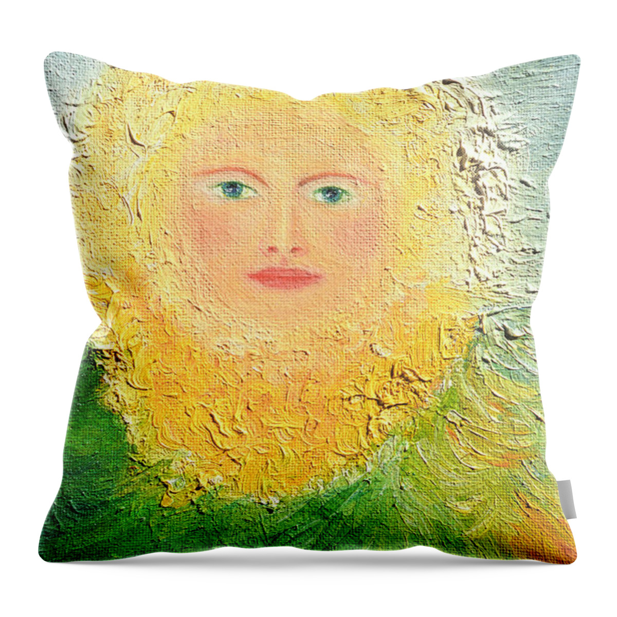 Sun Woman Throw Pillow featuring the painting Sun Woman by Judith Chantler