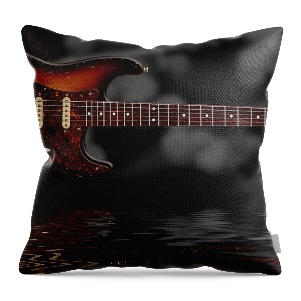 Strat Throw Pillow featuring the digital art Sunburst Blues by WB Johnston