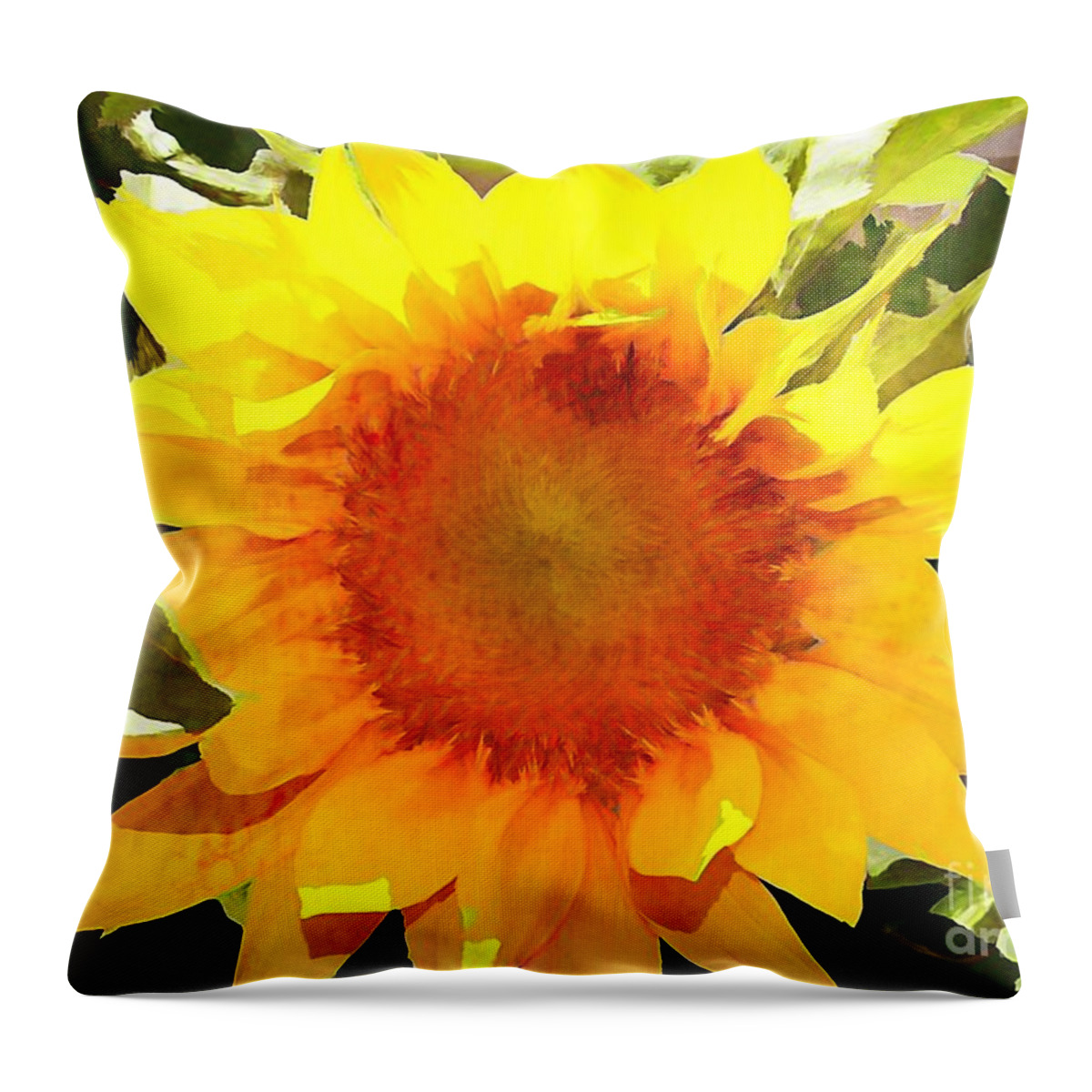 Sunflower Throw Pillow featuring the photograph Sunburst Sunflower by Judy Palkimas