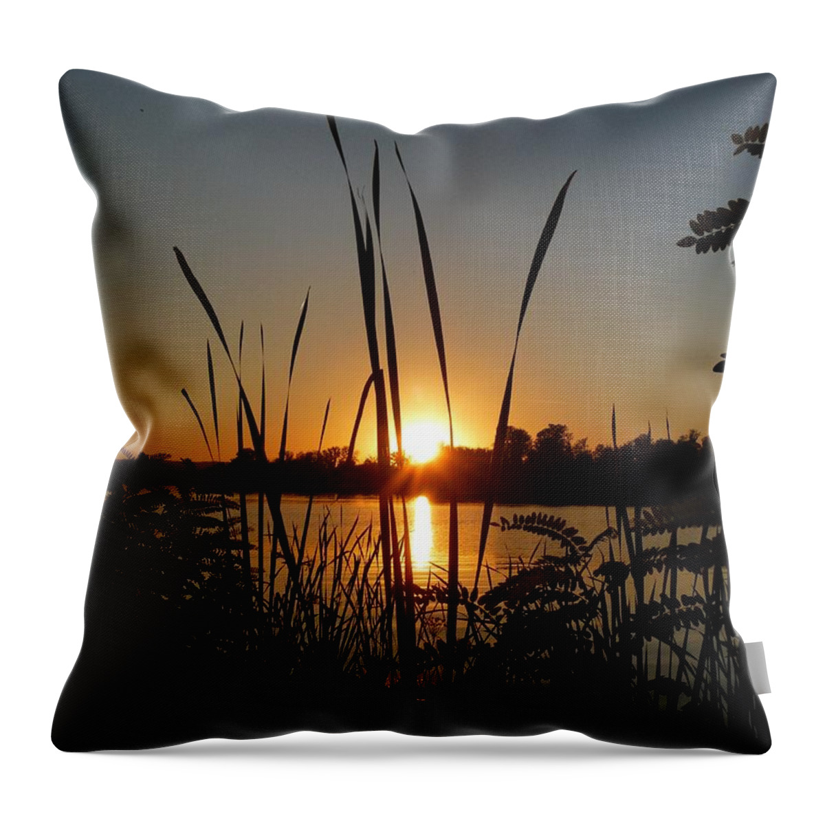 Sundown Throw Pillow featuring the photograph Sundown over the Silver Lake by Amalia Suruceanu