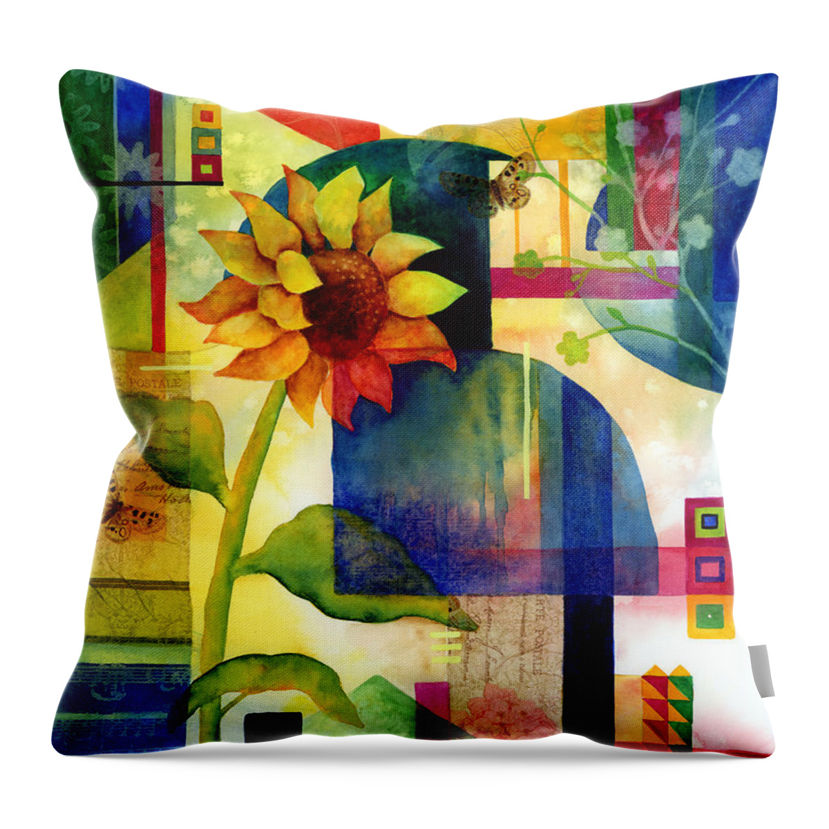 Sunflower Throw Pillow featuring the painting Sunflower Collage by Hailey E Herrera