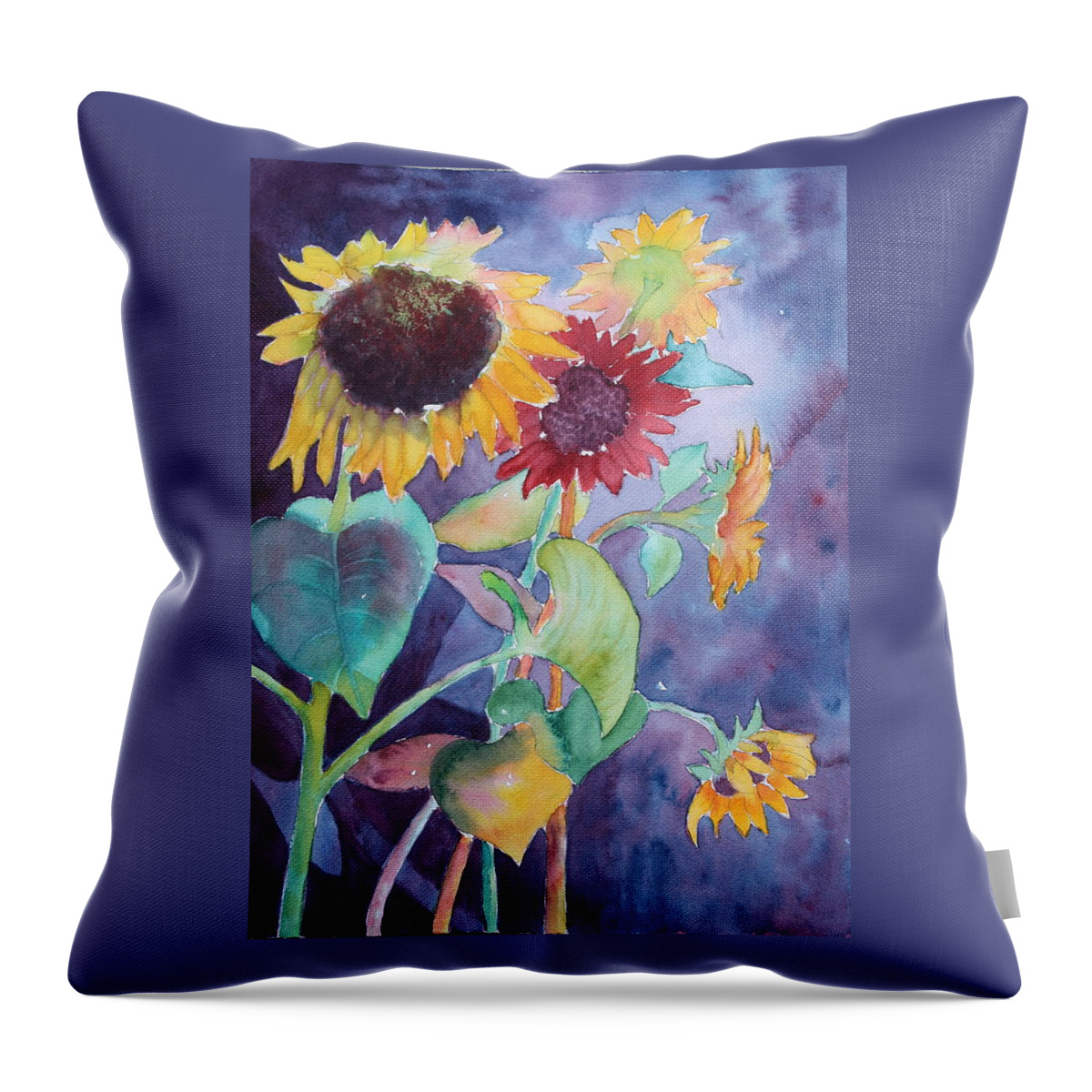 Flowers Throw Pillow featuring the painting Sunflower Color by Nancy Jolley