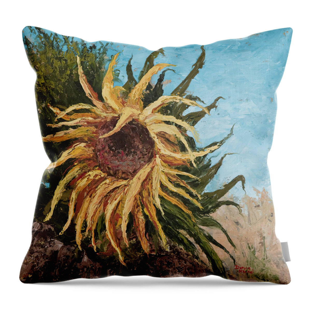 Sunflower Throw Pillow featuring the painting Sunflower by Darice Machel McGuire