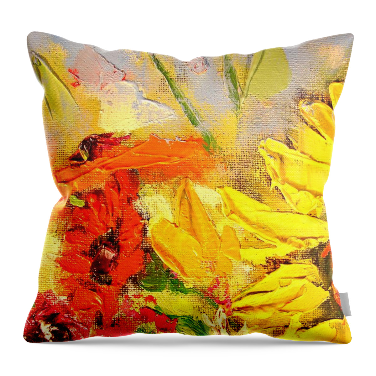 Sunflowers Throw Pillow featuring the painting Sunflower Detail by Ana Maria Edulescu