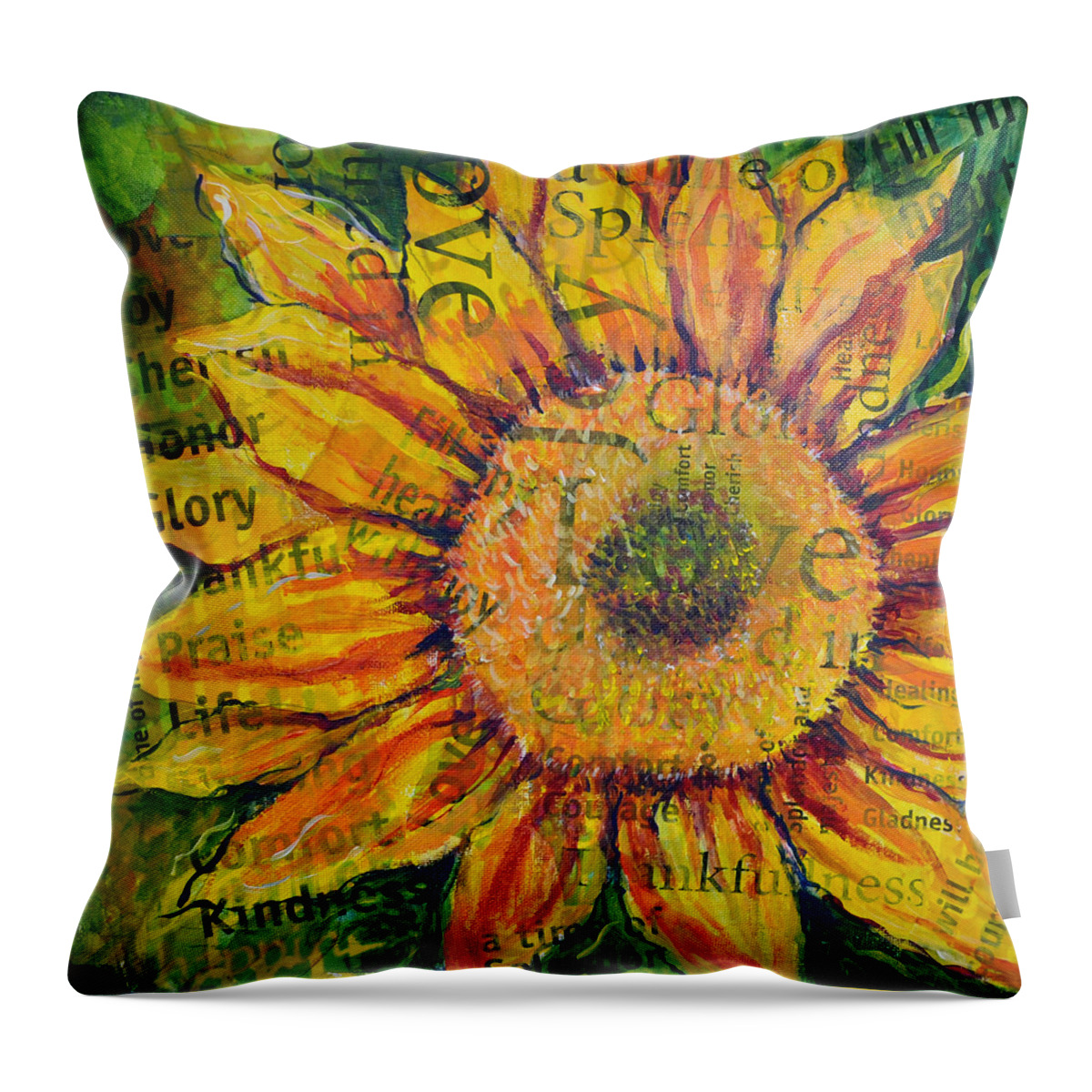 Sunflower Throw Pillow featuring the painting Sunflower Glory by Lisa Jaworski