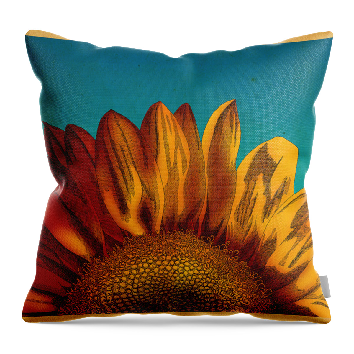 Sunflower Flower Throw Pillow featuring the drawing Sunflower by Meg Shearer