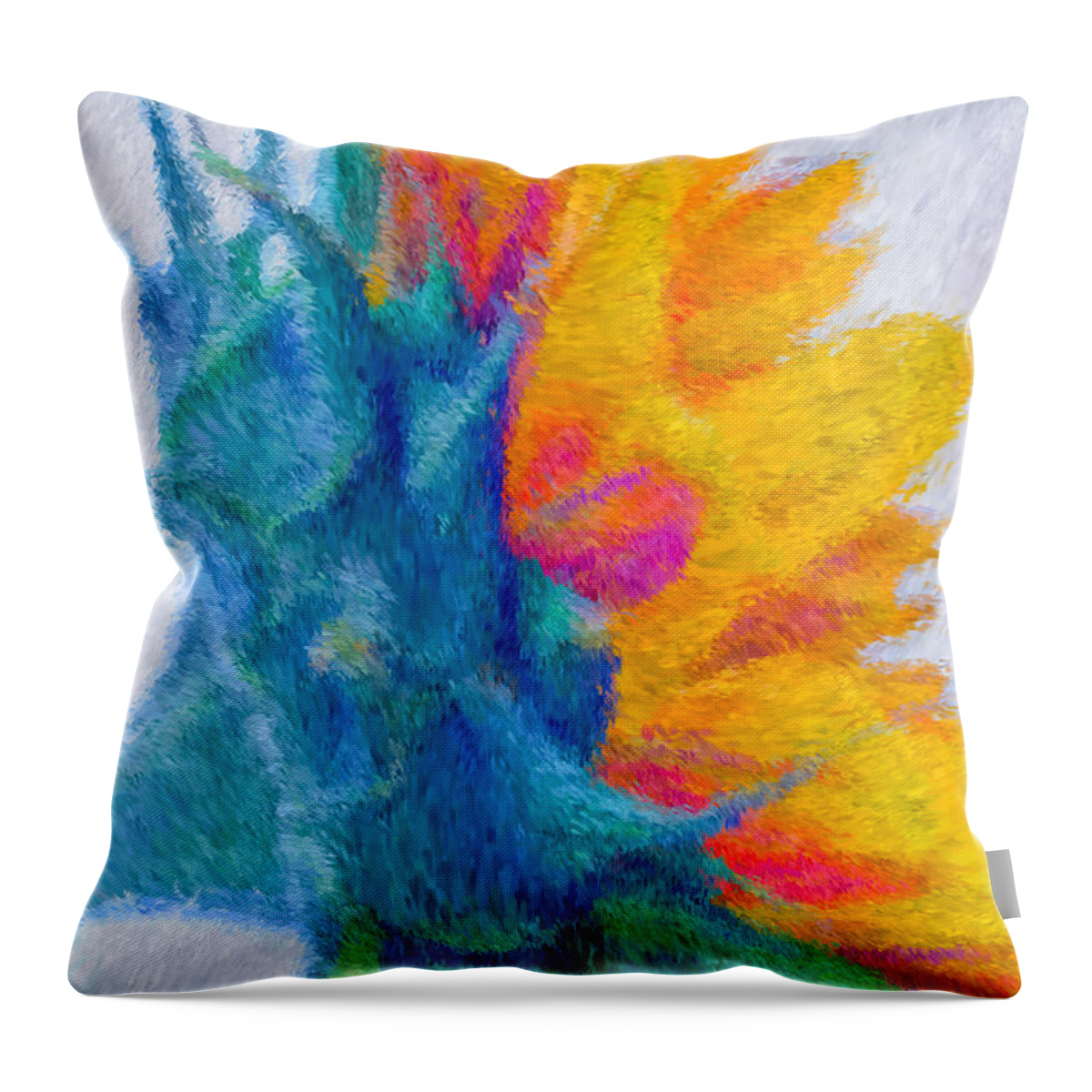 Yellow Throw Pillow featuring the photograph Sunflower Profile Impressionism by Heidi Smith