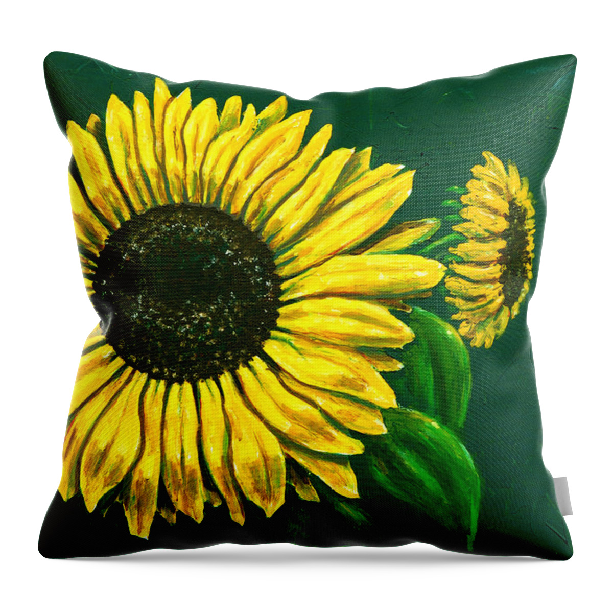 Ron Haist Throw Pillow featuring the painting Sunflower by Ron Haist