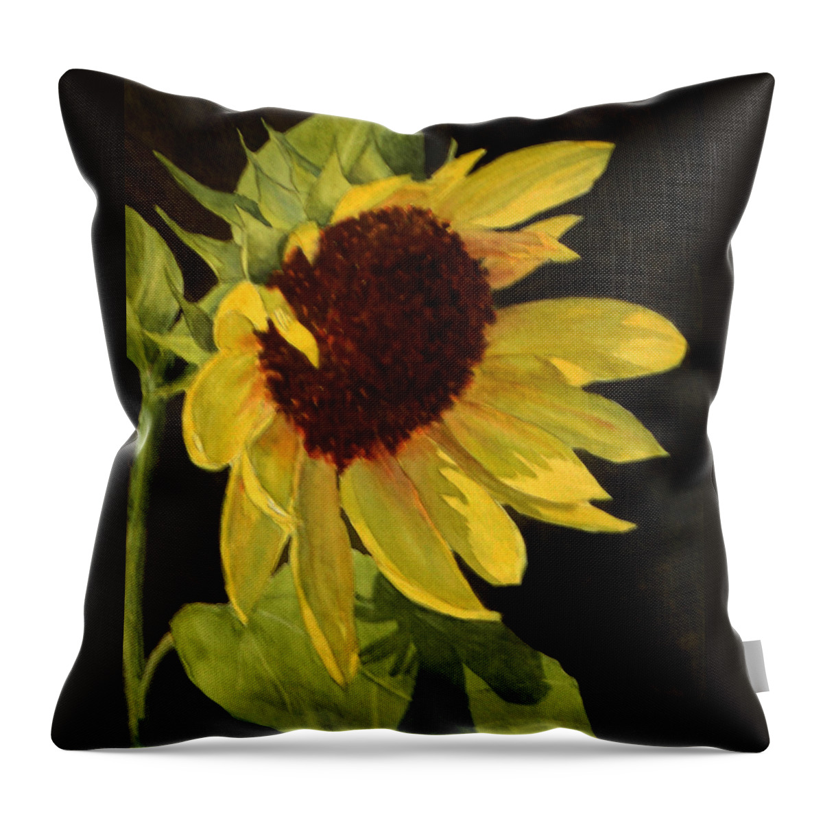 Sunflower Throw Pillow featuring the painting Sunflower Smile by Vikki Bouffard