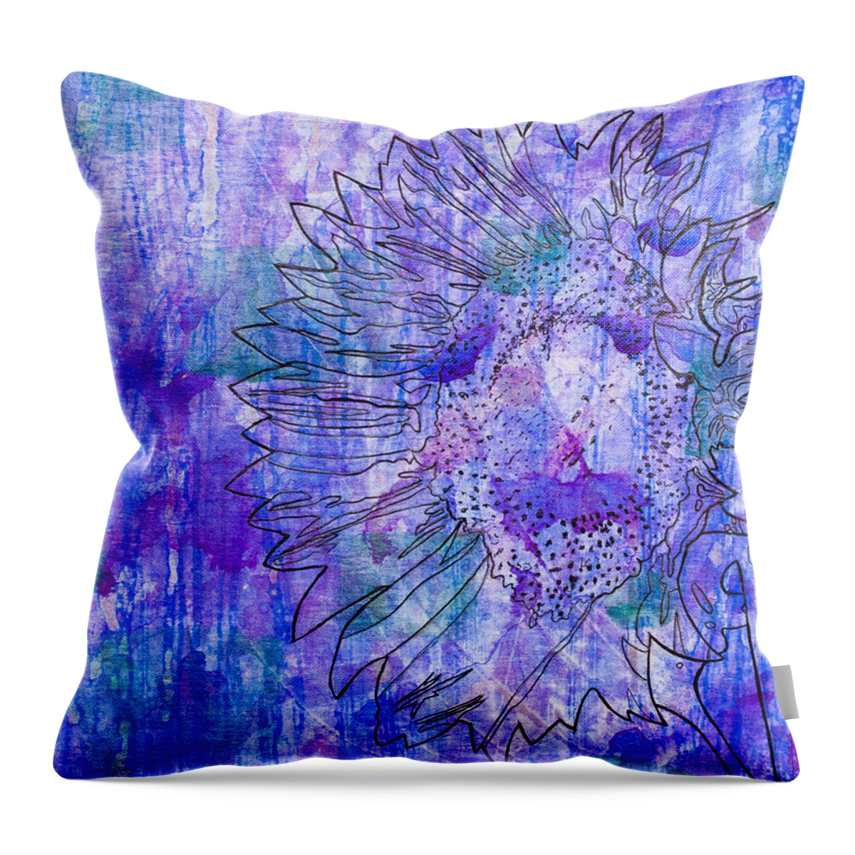 Abstract Throw Pillow featuring the painting Sunflower by Stefanie Forck