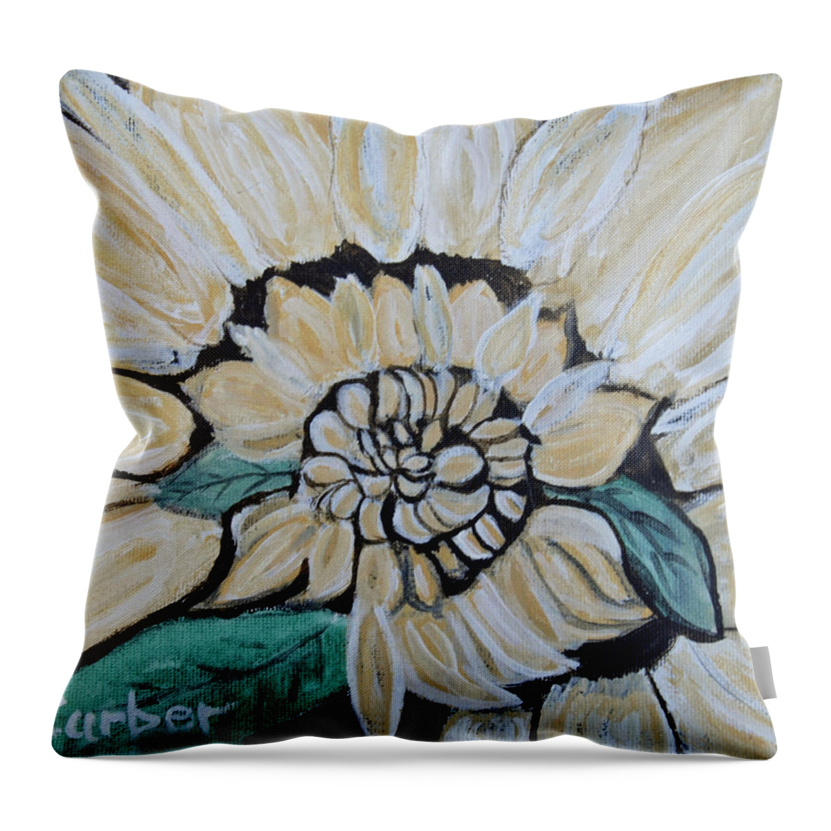 Yellow Throw Pillow featuring the painting Sunflower by Suzanne Surber