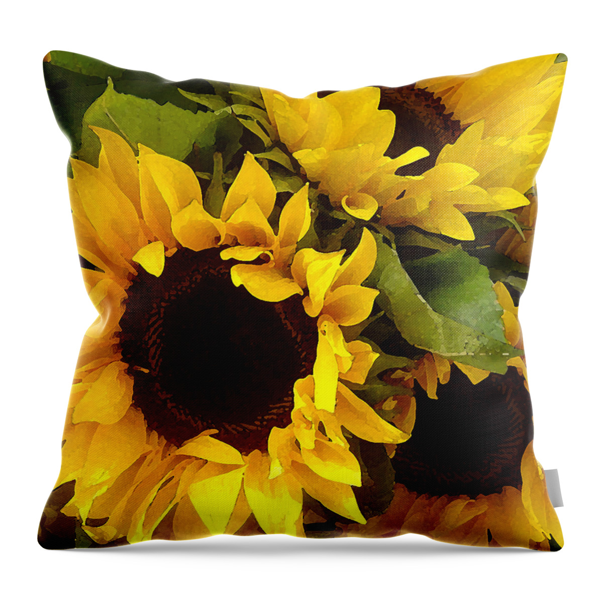 Sunflowers Throw Pillow featuring the painting Sunflowers by Amy Vangsgard