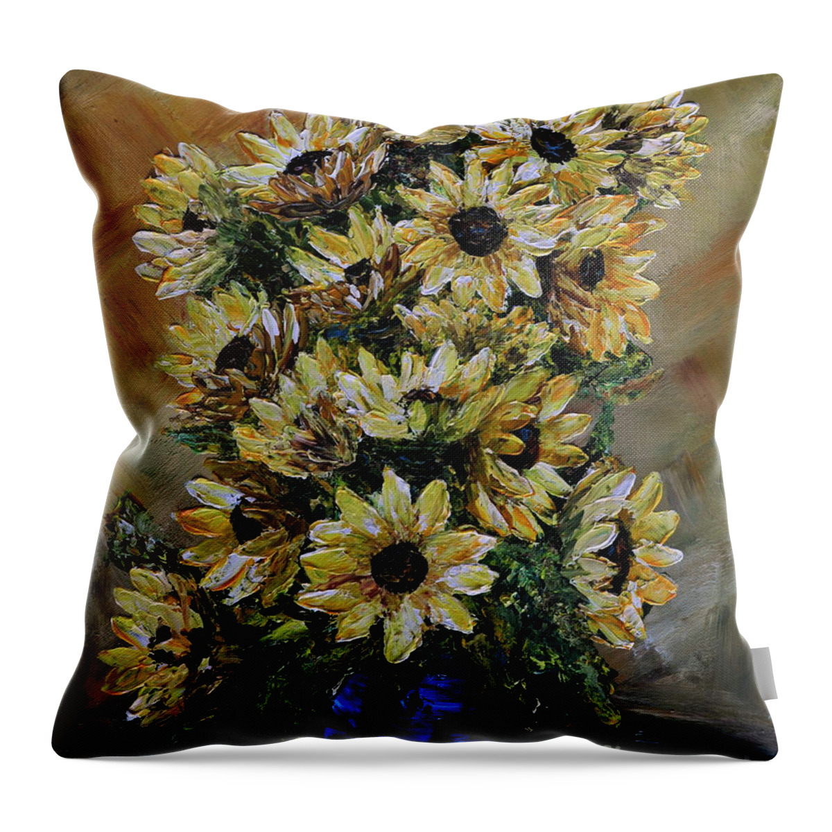 Sunflower Throw Pillow featuring the painting Sunflowers Fantasy by Teresa Wegrzyn