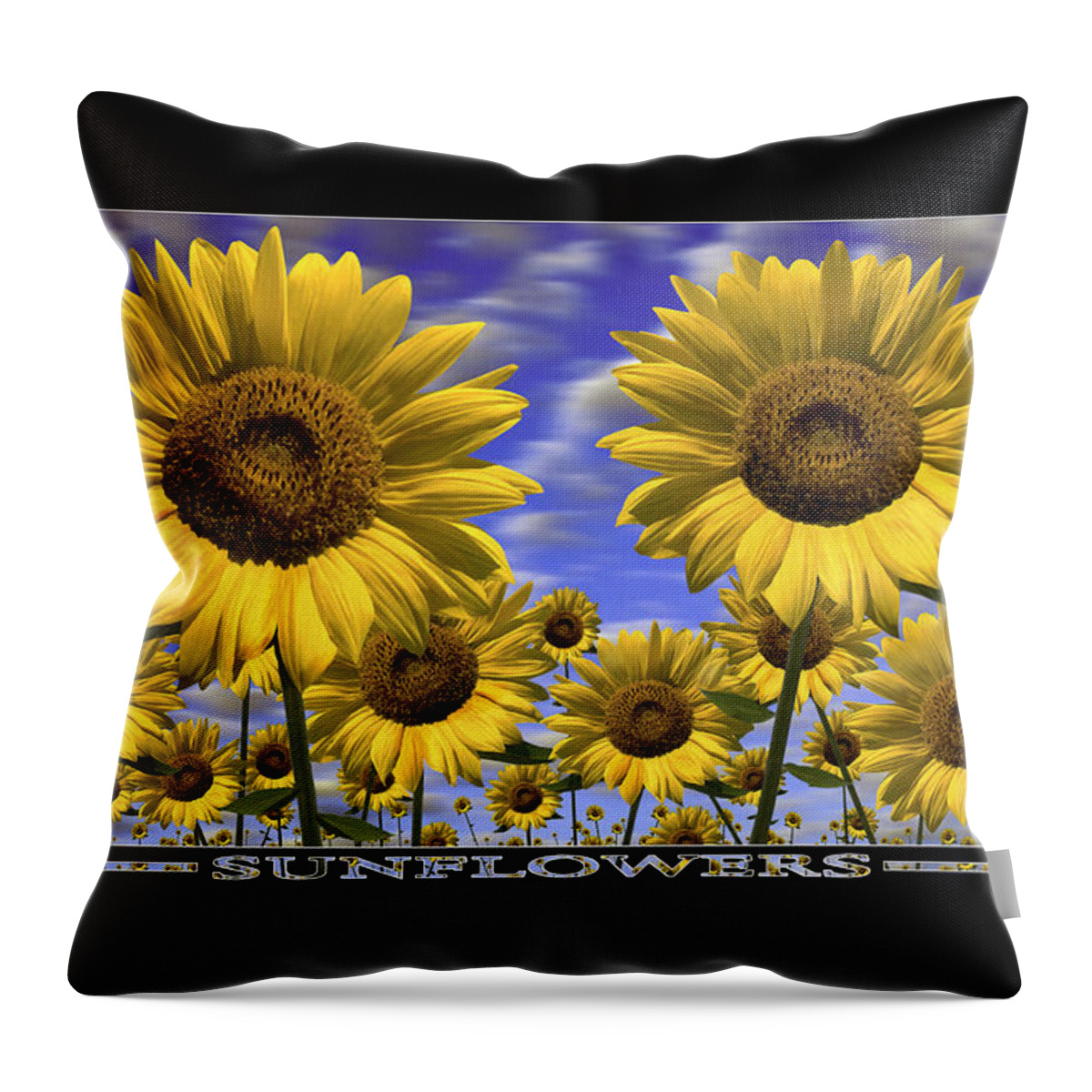 Flowers Throw Pillow featuring the photograph Sunflowers Show Print by Mike McGlothlen