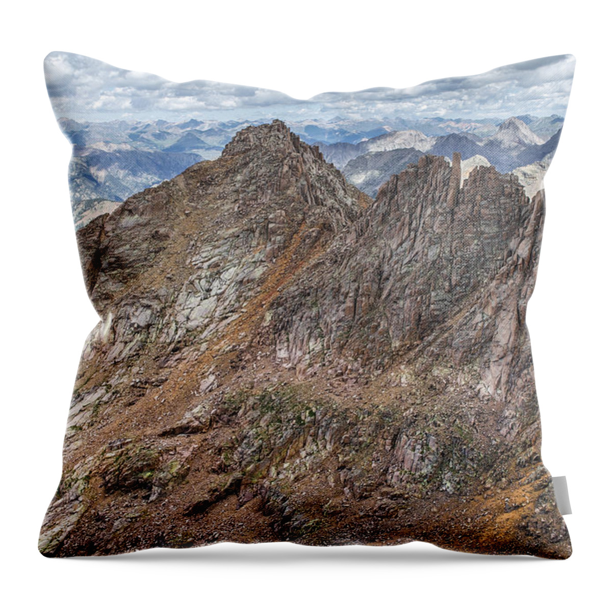 Sunlight Peak Throw Pillow featuring the photograph Sunlight Peak from Windom by Aaron Spong