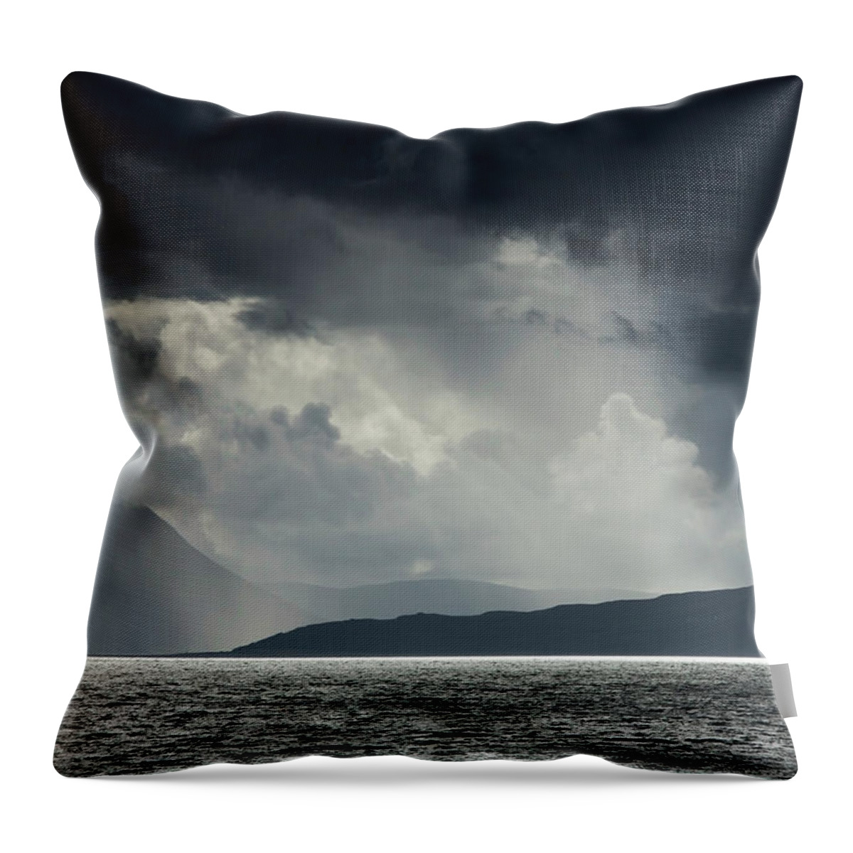 Scotland Throw Pillow featuring the photograph Sunlight Shining Through Dark Storm by John Short / Design Pics