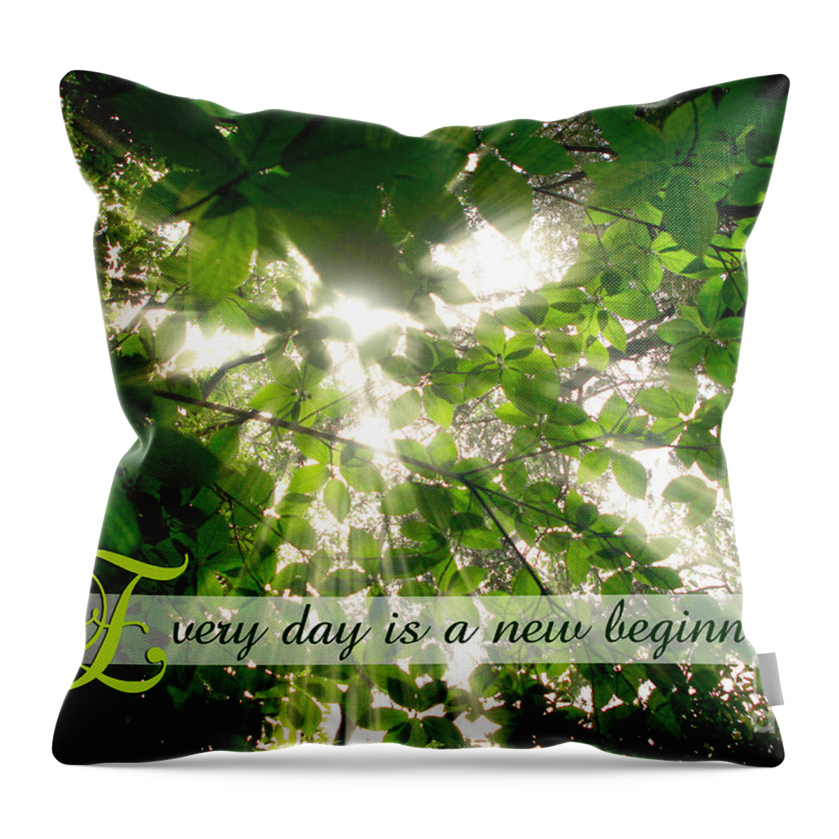 Sunlight Throw Pillow featuring the photograph Sunlight Streaming Through Leaves Trees in a Forest by Beverly Claire Kaiya
