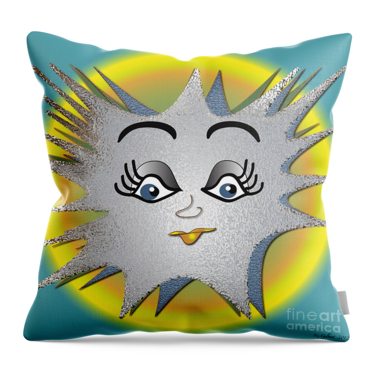 Cartoon Throw Pillow featuring the digital art Sunny Boy by Iris Gelbart