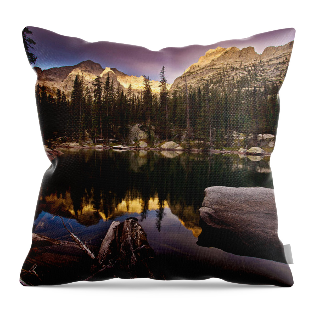 Landscape Throw Pillow featuring the photograph Sunrise at Mirror Lake by Steven Reed
