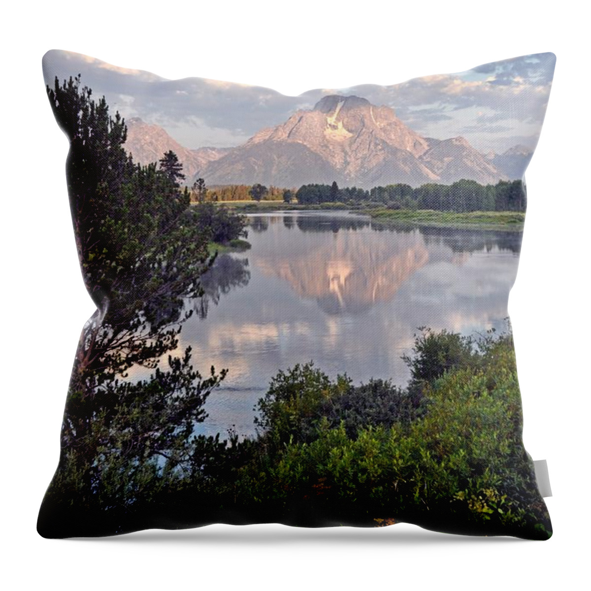 Grand Teton National Park Throw Pillow featuring the photograph Sunrise at Oxbow Bend 3 by Marty Koch