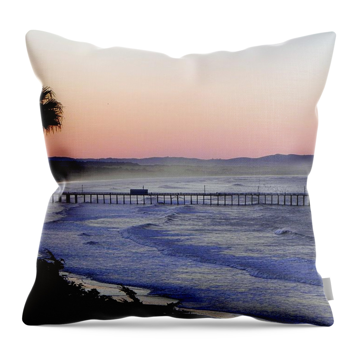Sunrise Throw Pillow featuring the photograph Sunrise at Pismo Beach by Kathy Churchman