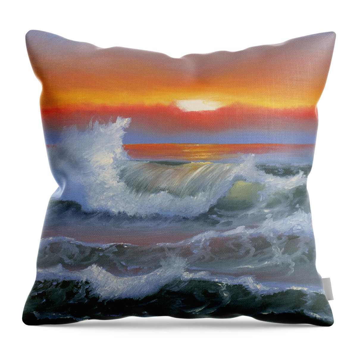 Seascape Throw Pillow featuring the painting Sunrise at Sea by Kathie Camara