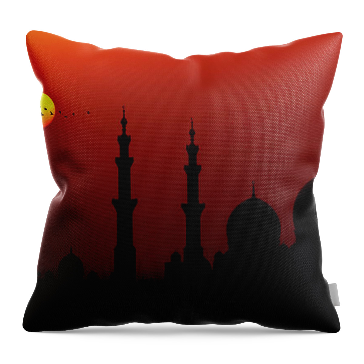 Tranquility Throw Pillow featuring the photograph Sunrise At Sheikh Zayed Grand Mosque by Figurative Speech
