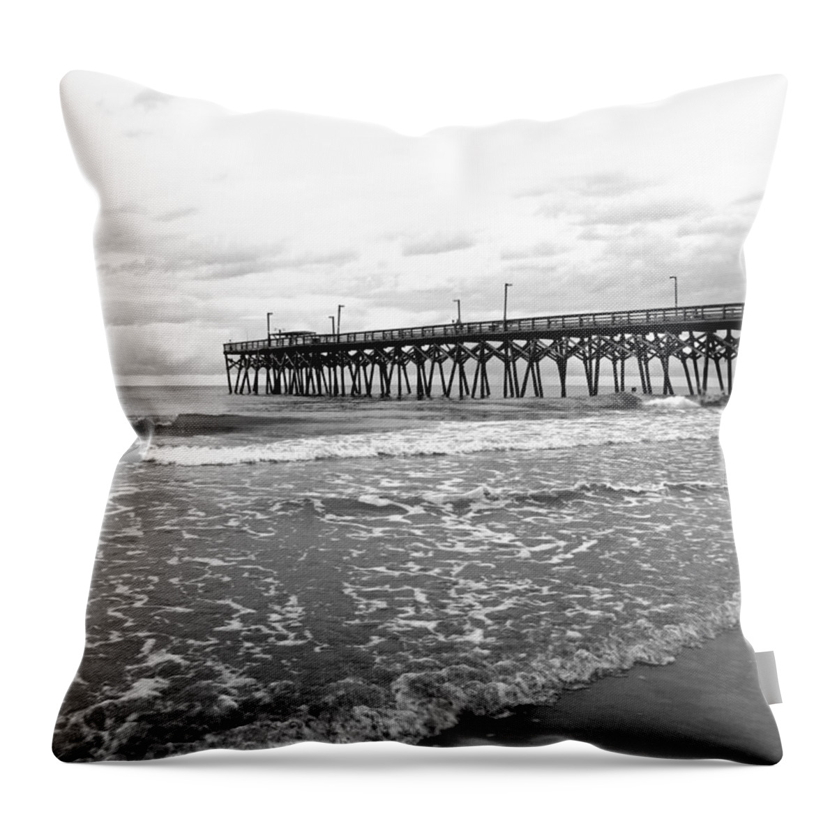 Black And White Throw Pillow featuring the photograph Sunrise at Surfside BW by Barbara McDevitt
