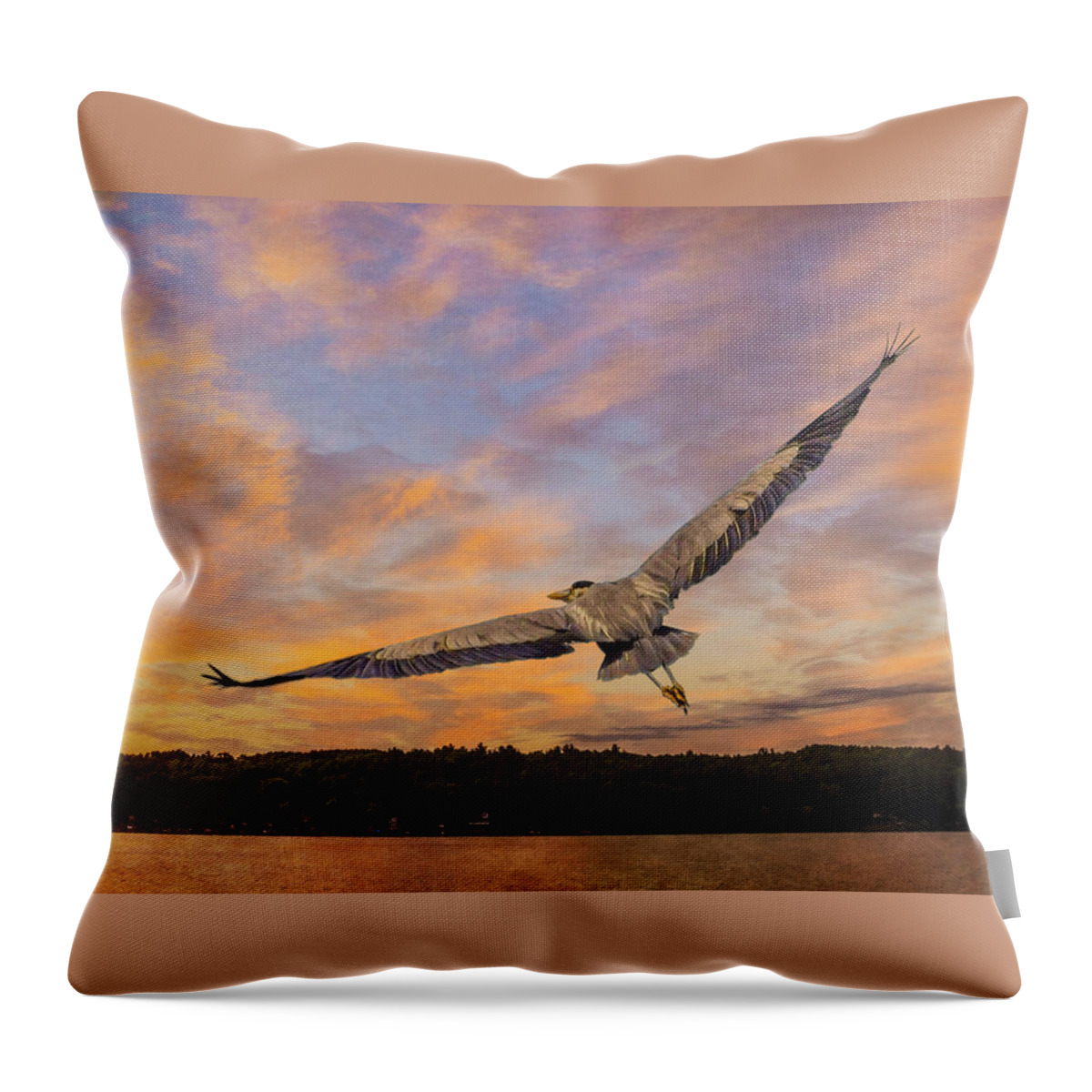 Bird Throw Pillow featuring the photograph Sunrise Heron by Tracy Munson