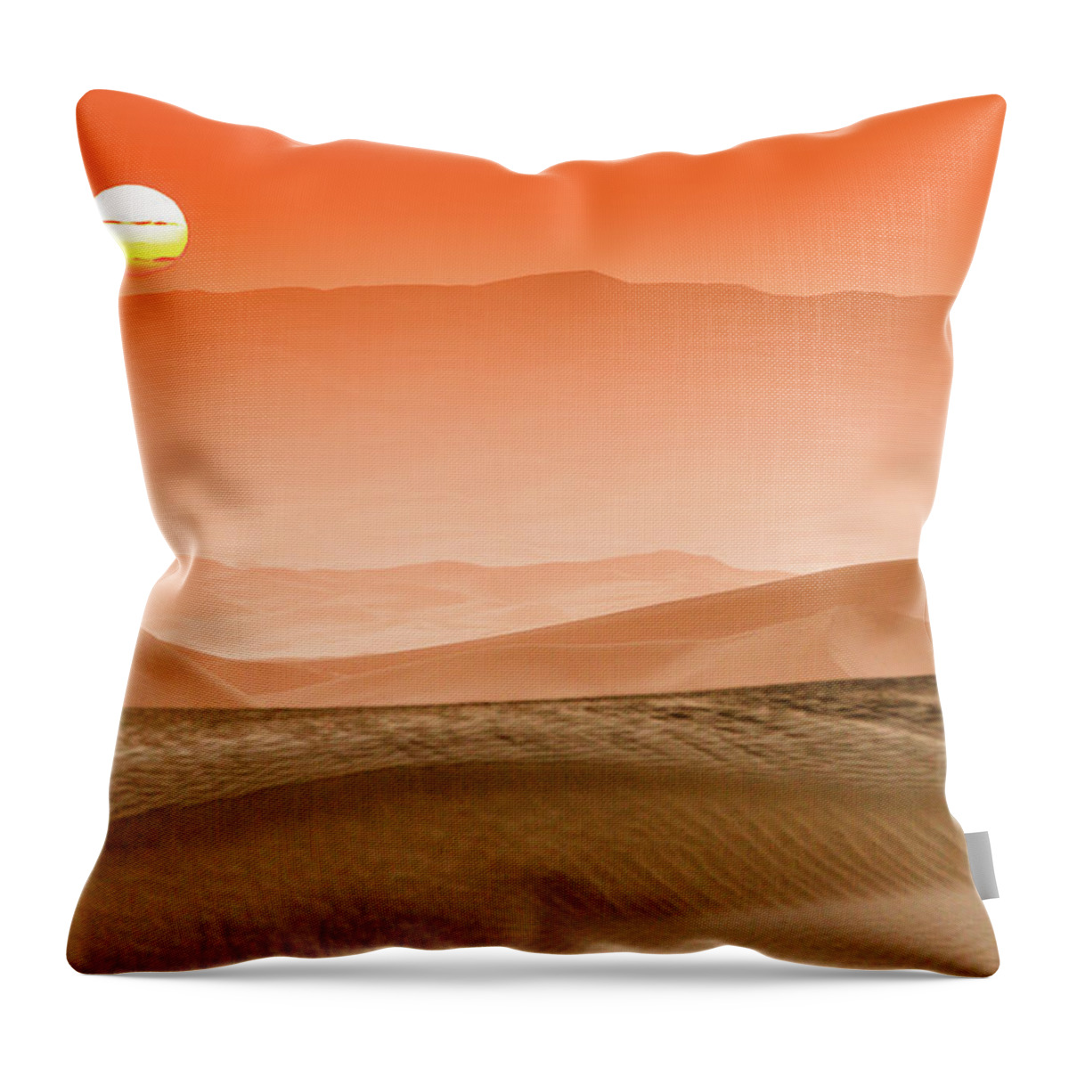 Tranquility Throw Pillow featuring the photograph Sunrise In Taklamakan Desert, Xinjiang by Feng Wei Photography